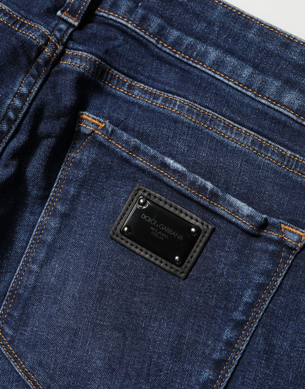 Dolce & Gabbana Blaue Skinny Jeans aus Baumwolldenim mit Destroyed-Effekt