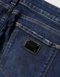 Dolce & Gabbana Blaue Skinny Jeans aus Baumwolldenim mit Destroyed-Effekt