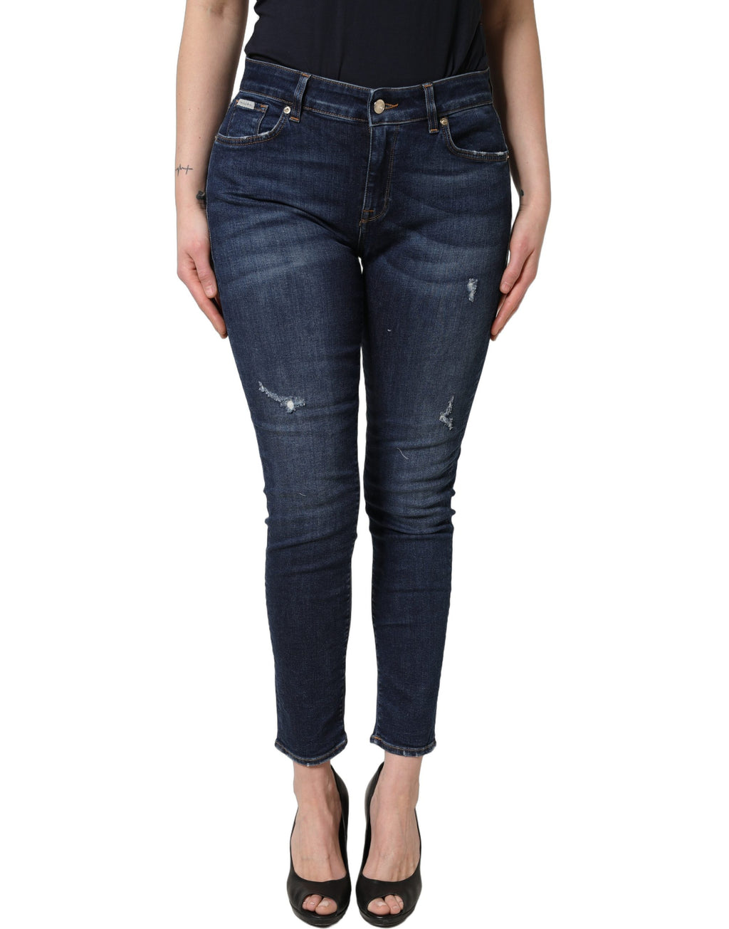Dolce & Gabbana Blaue Skinny Jeans aus Baumwolldenim mit Destroyed-Effekt