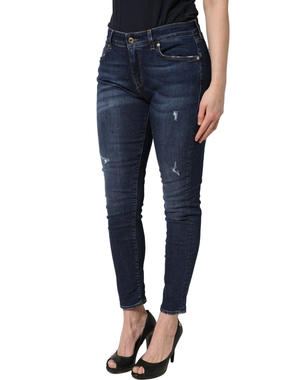 Dolce & Gabbana Blaue Skinny Jeans aus Baumwolldenim mit Destroyed-Effekt