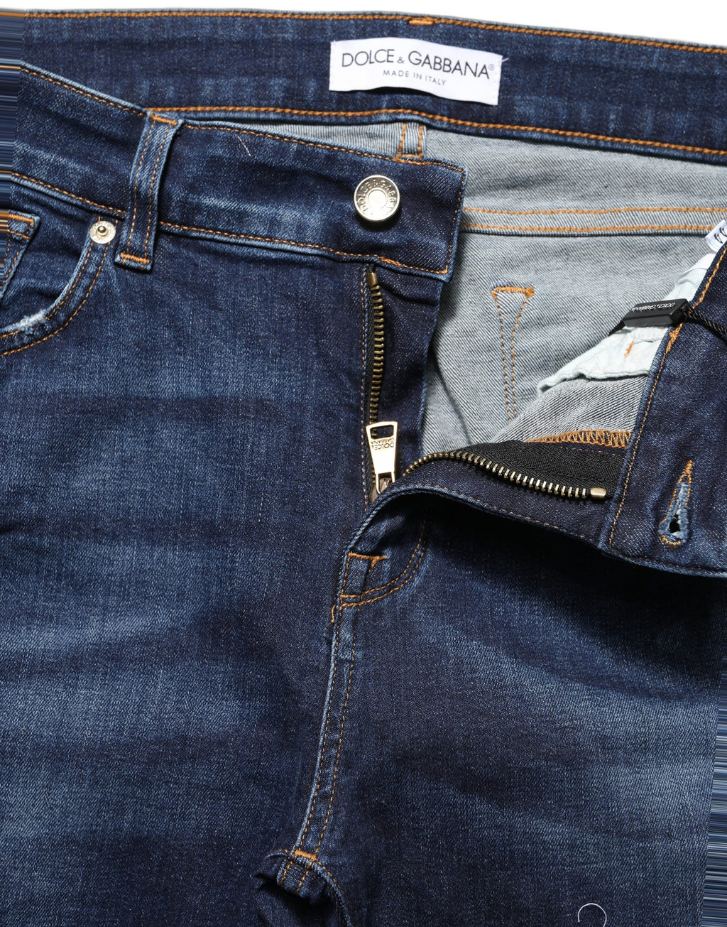 Dolce & Gabbana Blaue Skinny Jeans aus Baumwolldenim mit Destroyed-Effekt