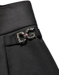 Dolce & Gabbana Schwarze Wollhose mit hohem Bund und Logo