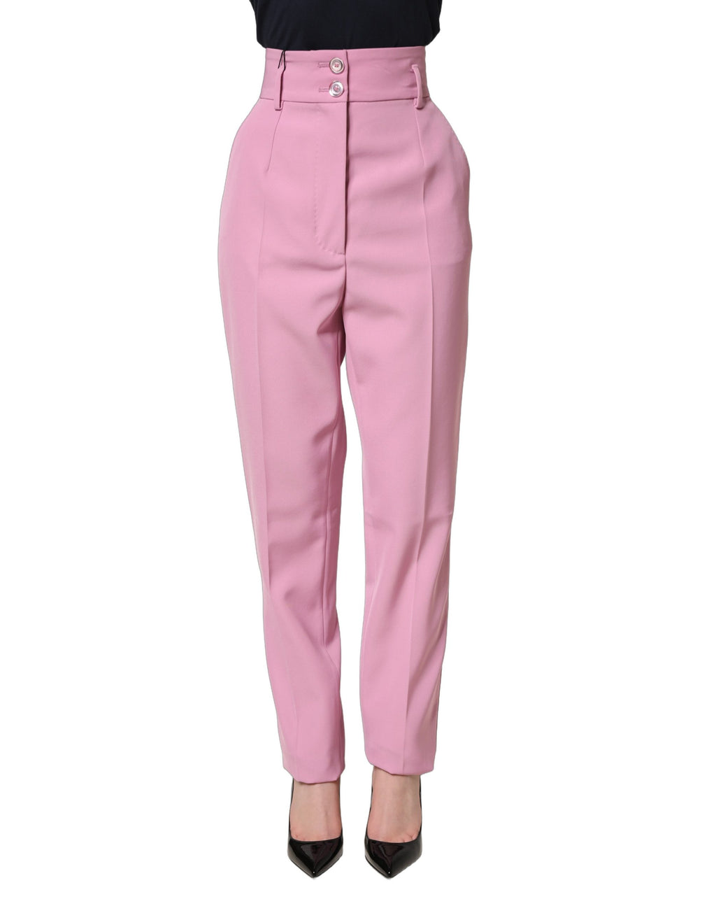 Dolce & Gabbana Pink High Waisted Polyester Trouser Pants