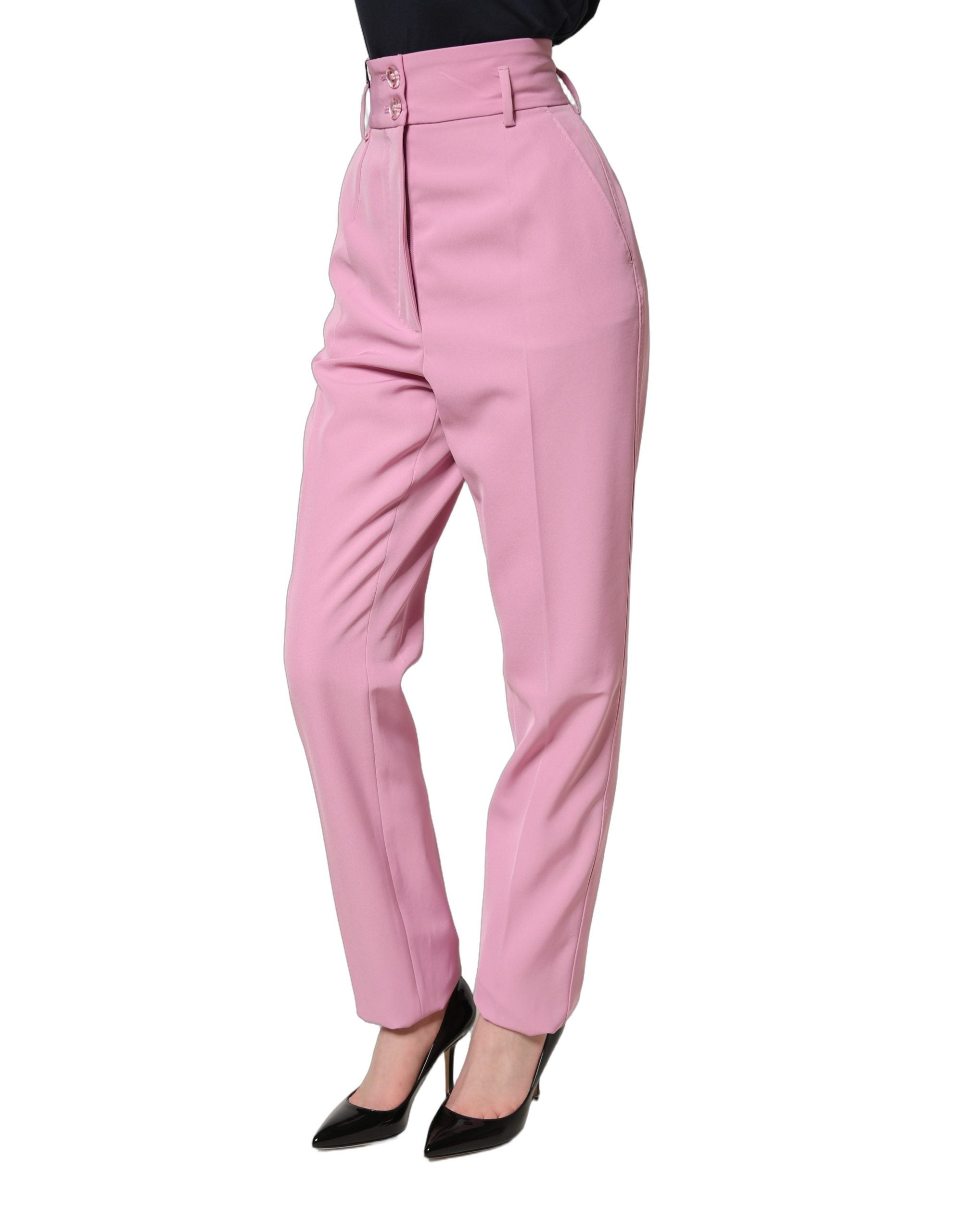 Dolce & Gabbana Pink High Waisted Polyester Trouser Pants