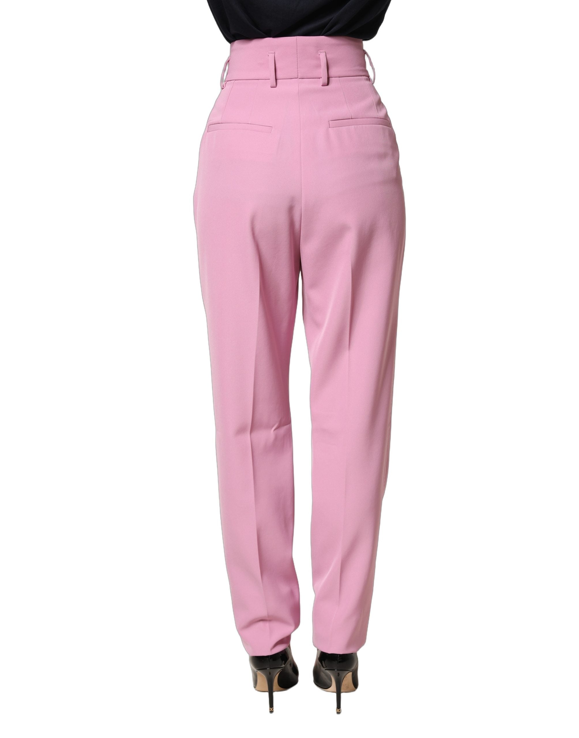 Dolce & Gabbana Pink High Waisted Polyester Trouser Pants