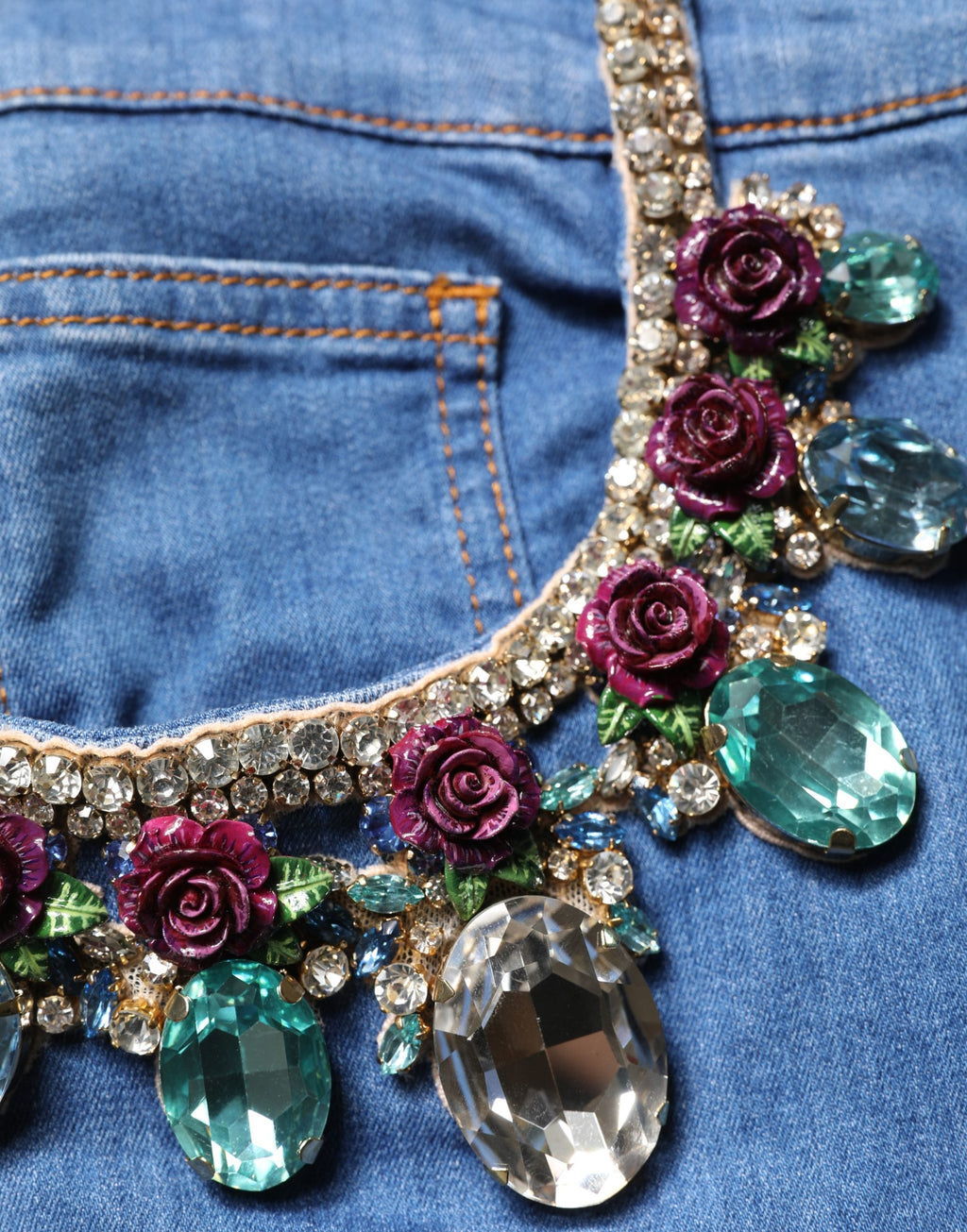 Dolce & Gabbana Blaue Bermuda-Shorts aus Baumwolle mit Verzierungen