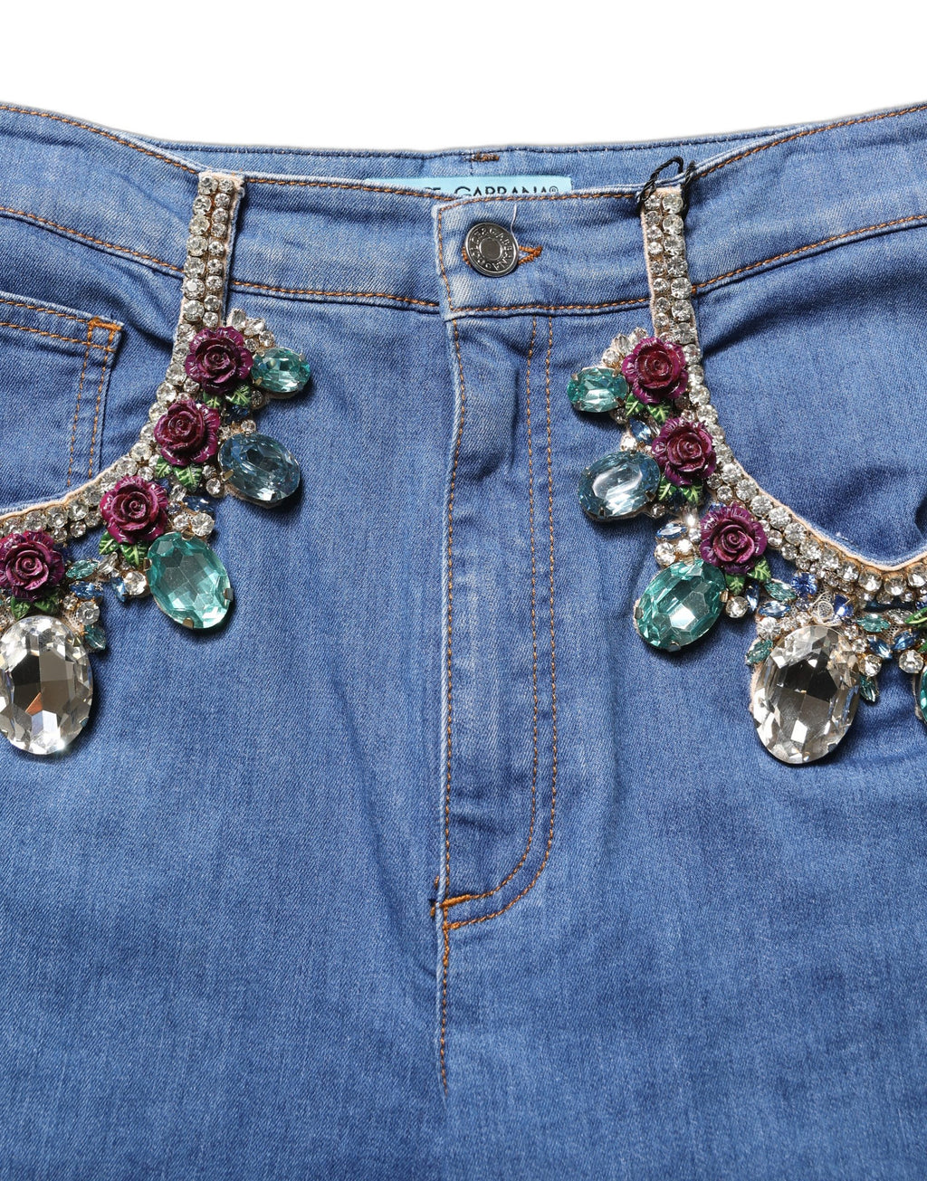 Dolce & Gabbana Blaue Bermuda-Shorts aus Baumwolle mit Verzierungen