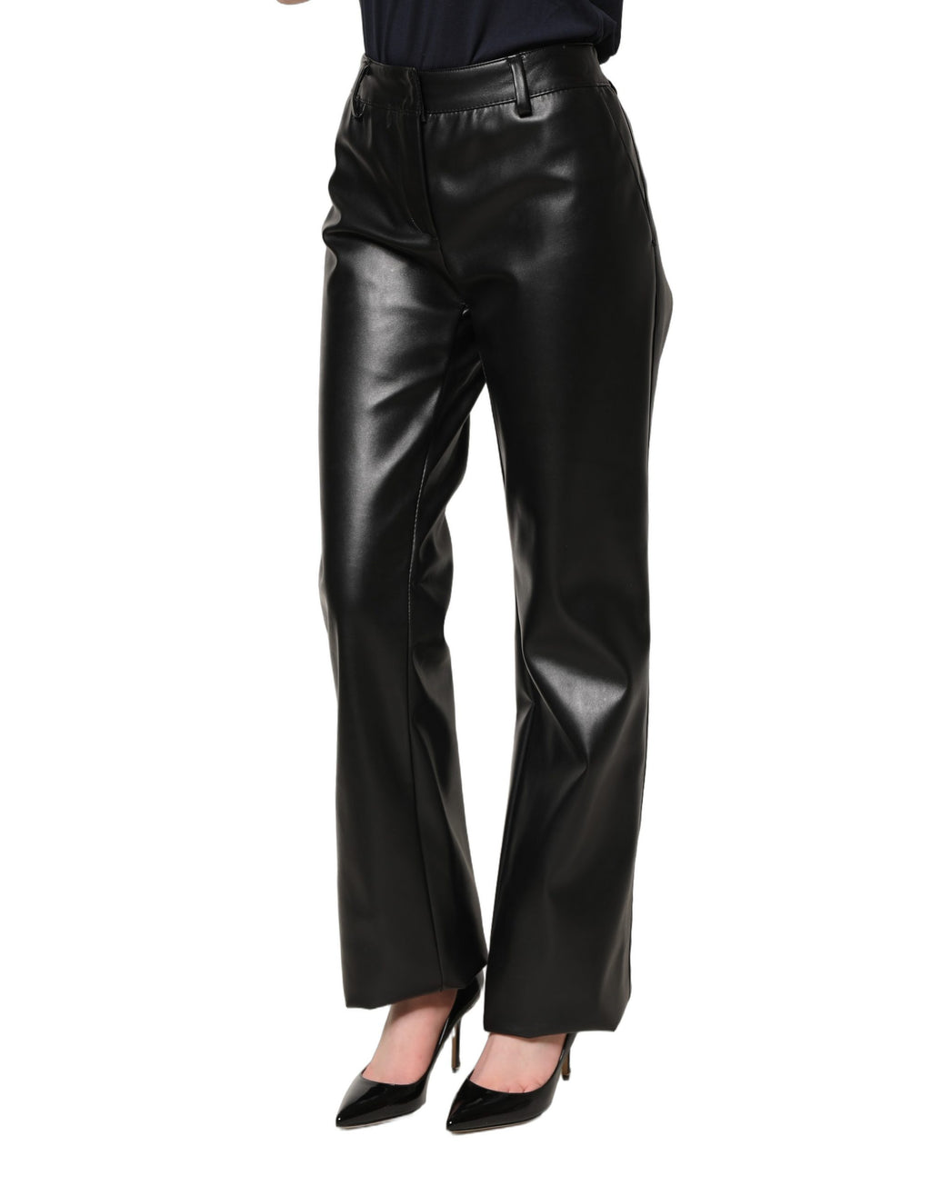 Dolce & Gabbana Schwarze High-Waist-Hose aus PU-Leder