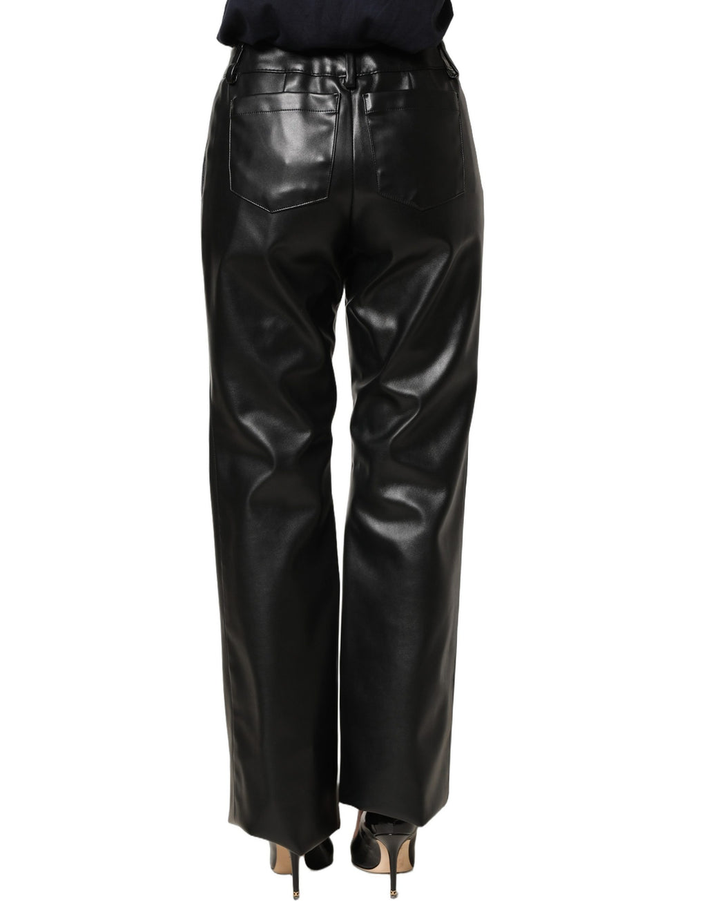 Dolce & Gabbana Schwarze High-Waist-Hose aus PU-Leder
