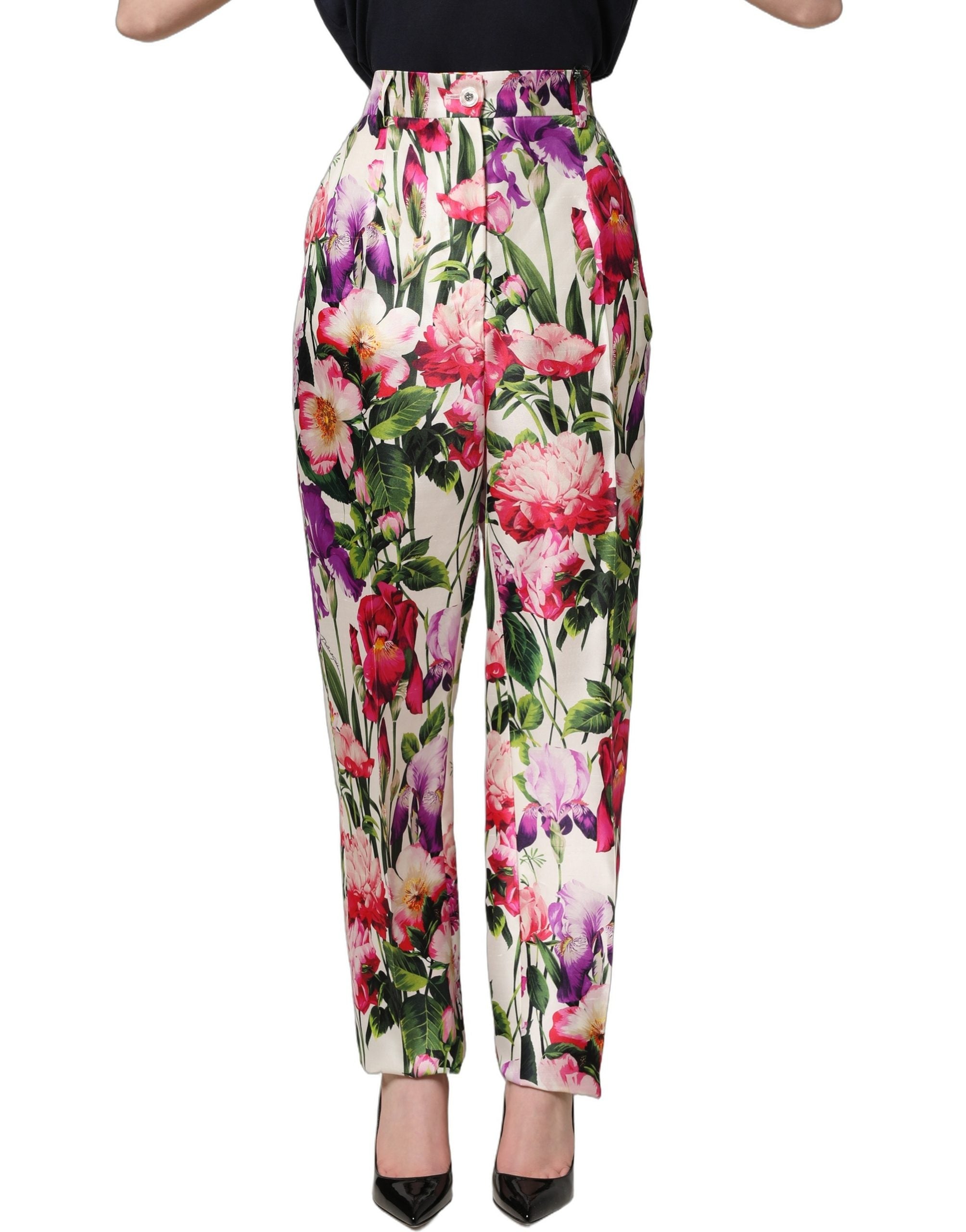 Dolce & Gabbana Tapered Hose mit buntem Blumenprint