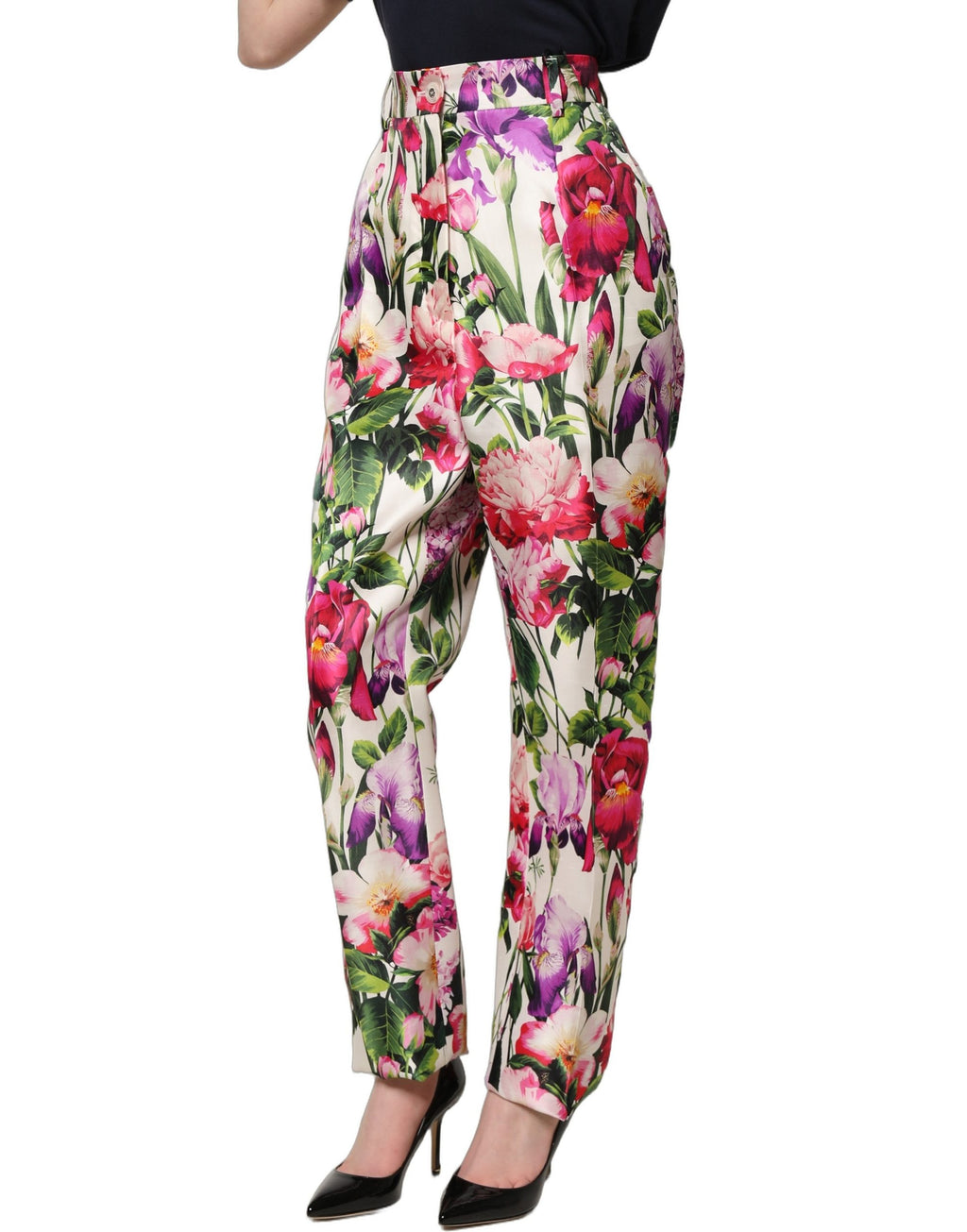 Dolce & Gabbana Tapered Hose mit buntem Blumenprint