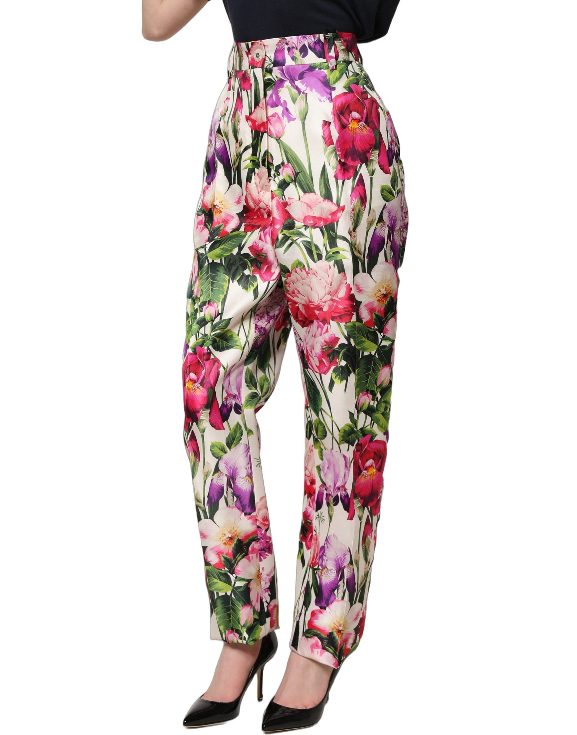 Dolce & Gabbana Tapered Hose mit buntem Blumenprint