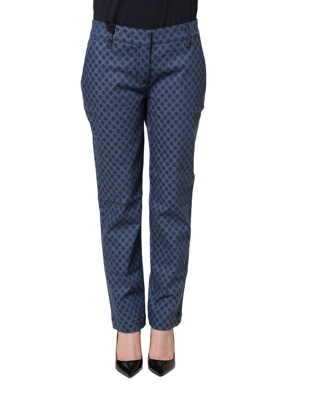 Dolce & Gabbana Blaue Capri-Jeans mit Polka-Dot-Muster und schmaler Passform
