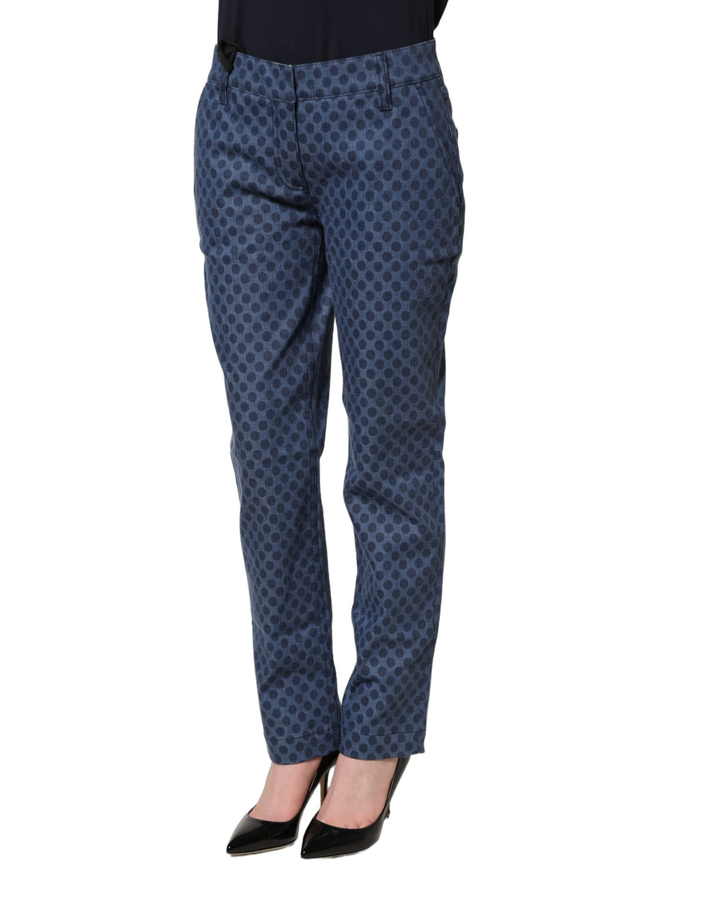 Dolce & Gabbana Blaue Capri-Jeans mit Polka-Dot-Muster und schmaler Passform