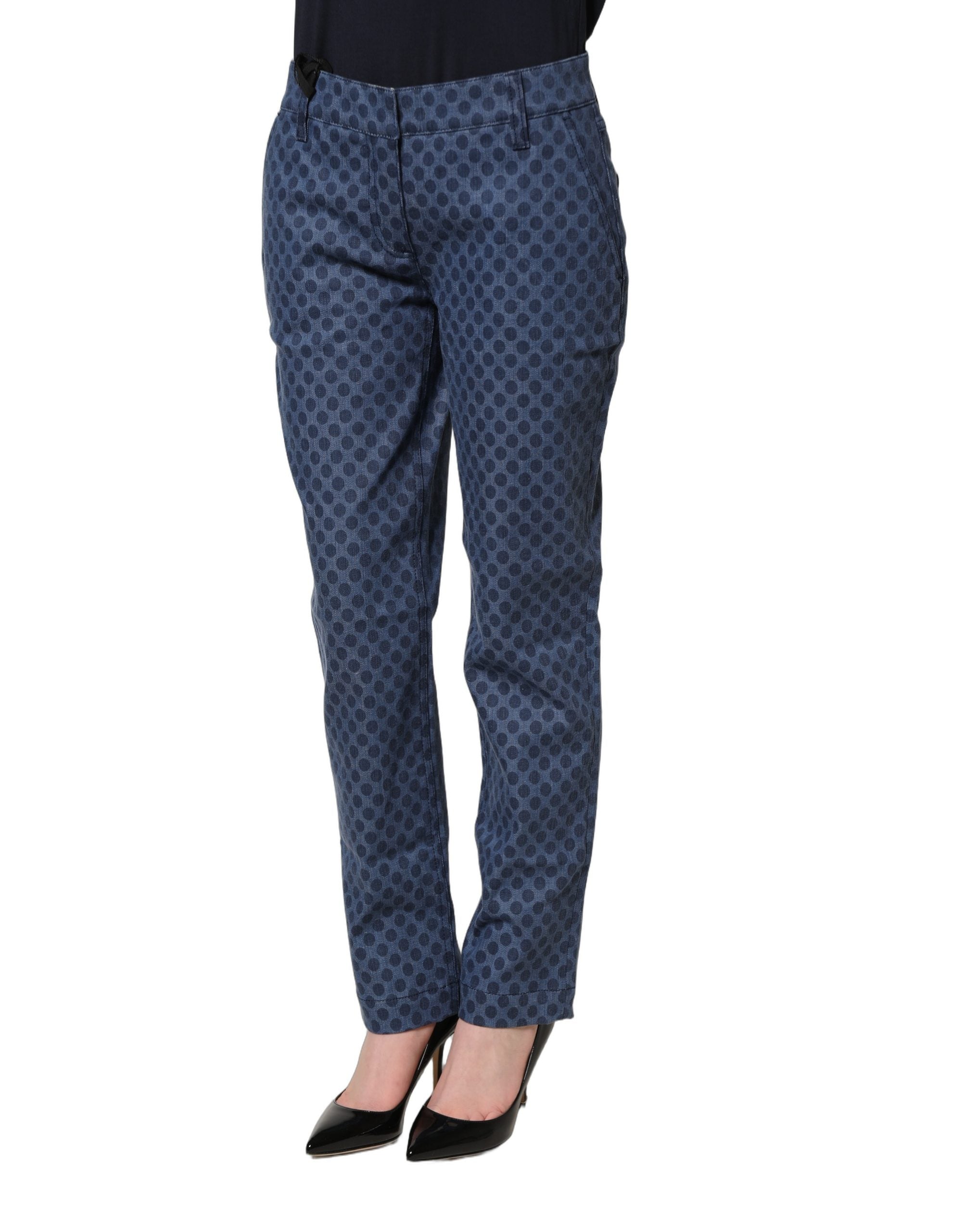 Dolce & Gabbana Blaue Capri-Jeans mit Polka-Dot-Muster und schmaler Passform