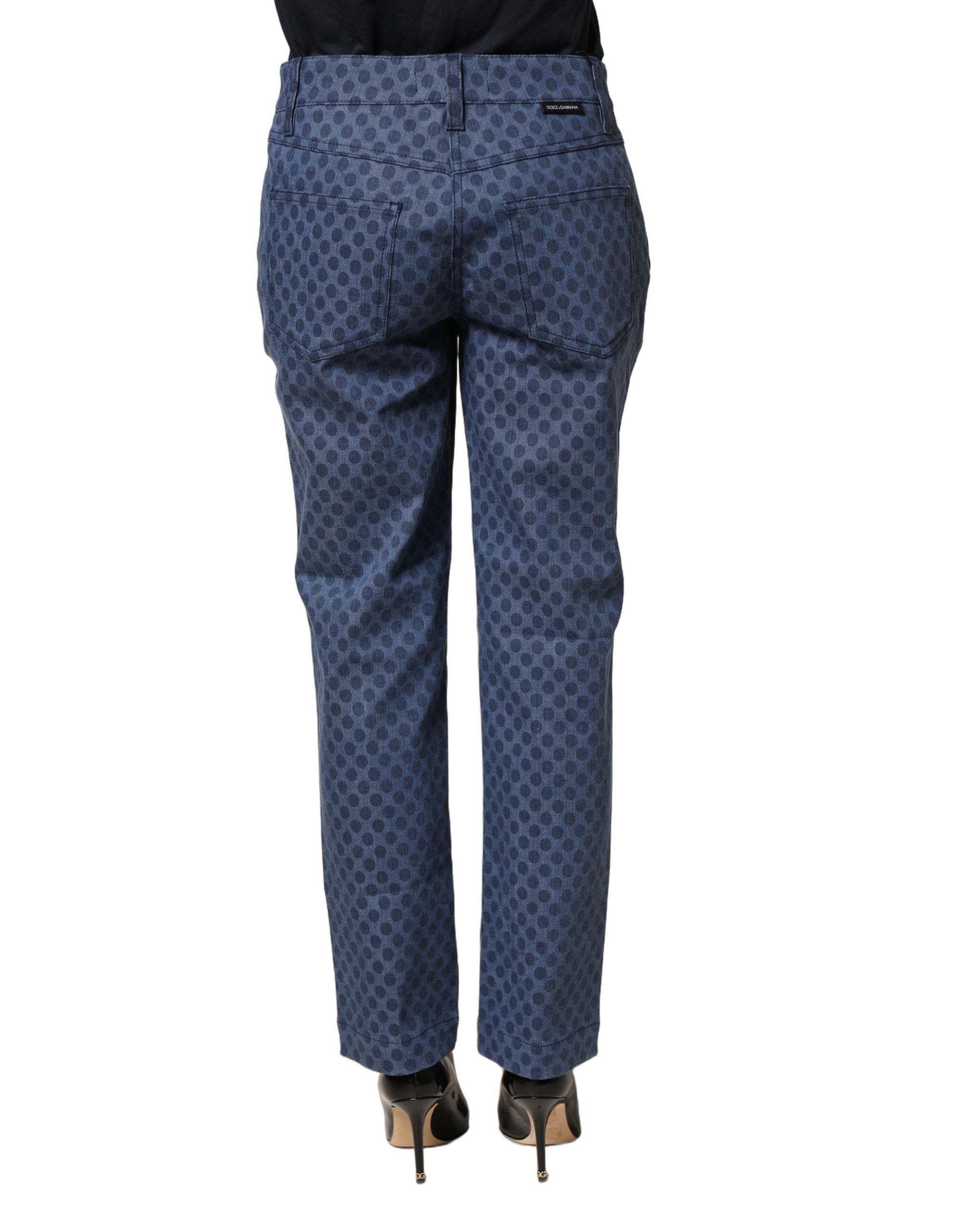 Dolce & Gabbana Blaue Capri-Jeans mit Polka-Dot-Muster und schmaler Passform