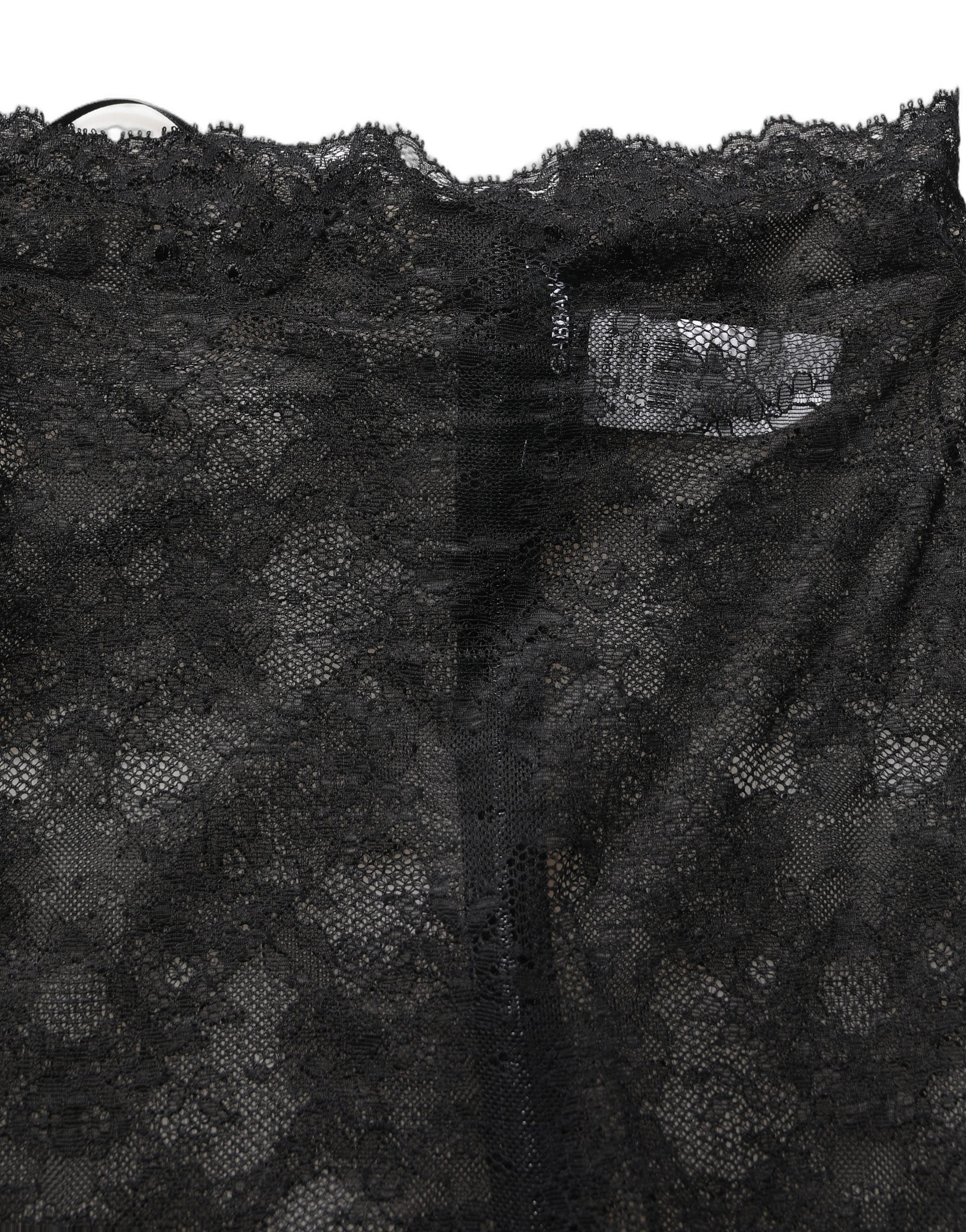 Dolce & Gabbana Knielanger Rock mit hohem Bund und schwarzer Blumen-Spitze