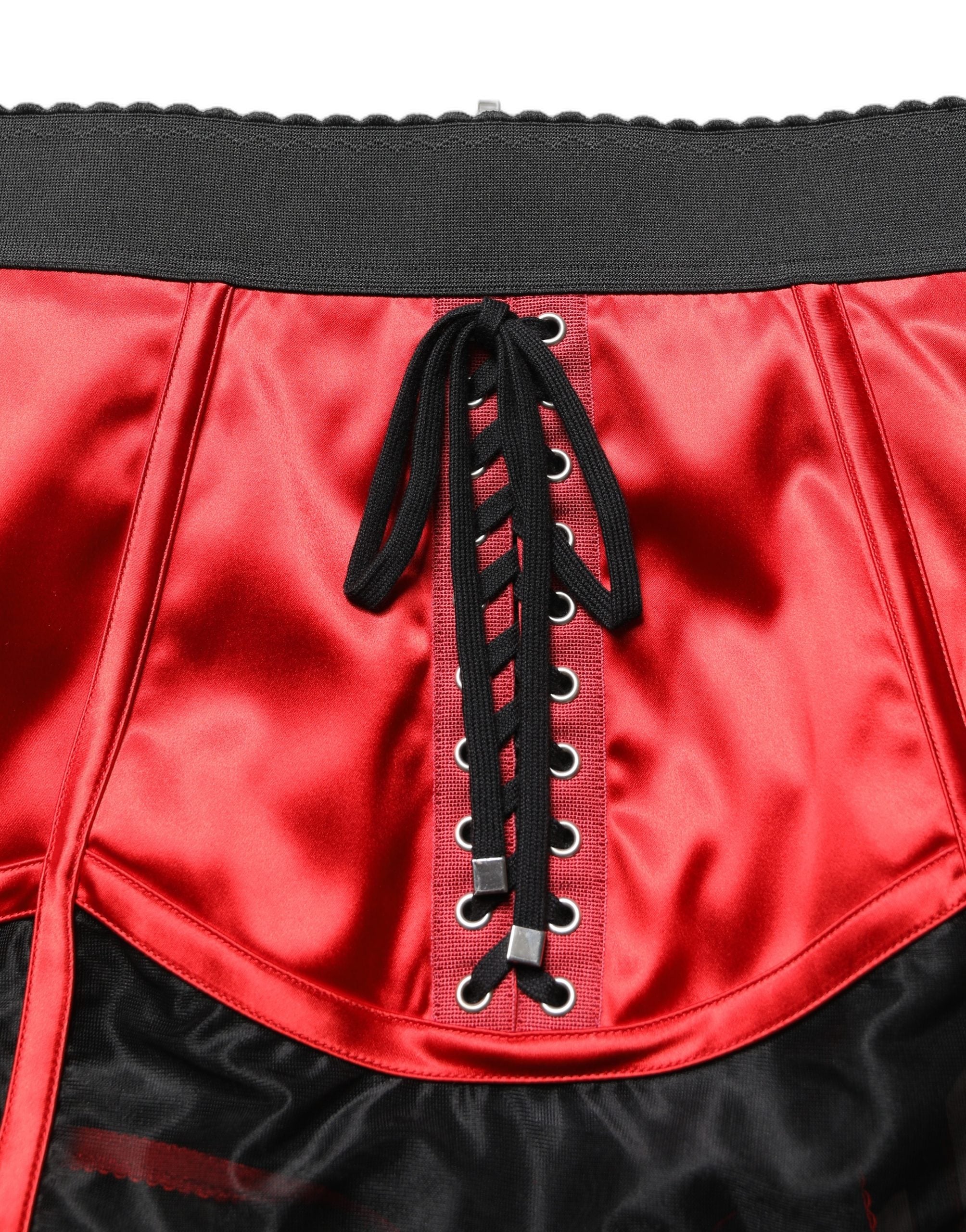 Dolce & Gabbana Minirock im Korsett-Stil aus rotem Satin mit hoher Taille