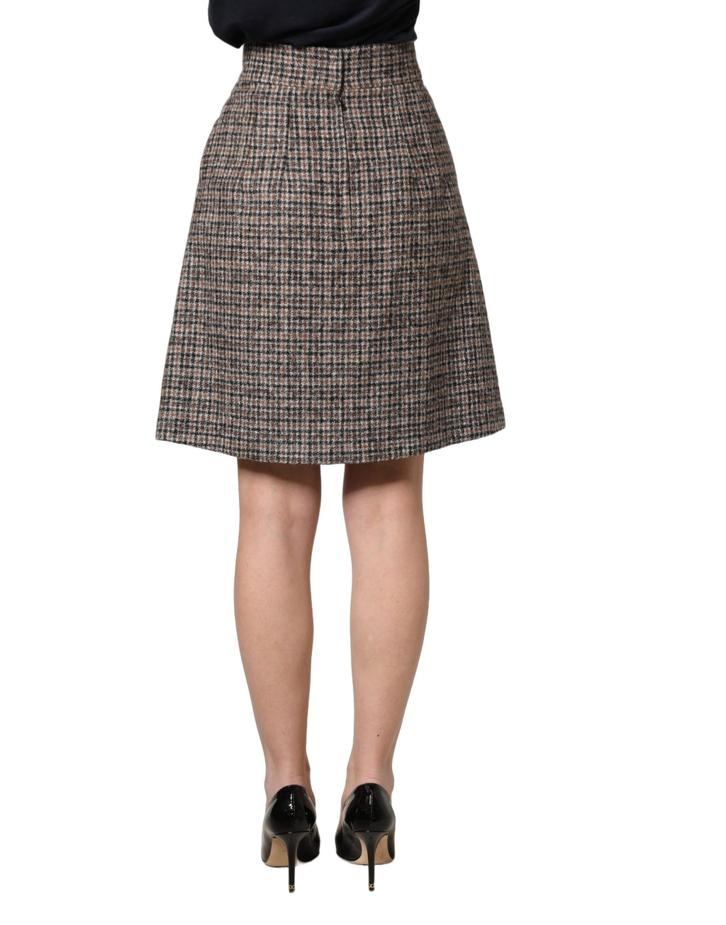 Dolce & Gabbana Brauner Tweed-Minirock mit hoher Taille und Kellerfalte