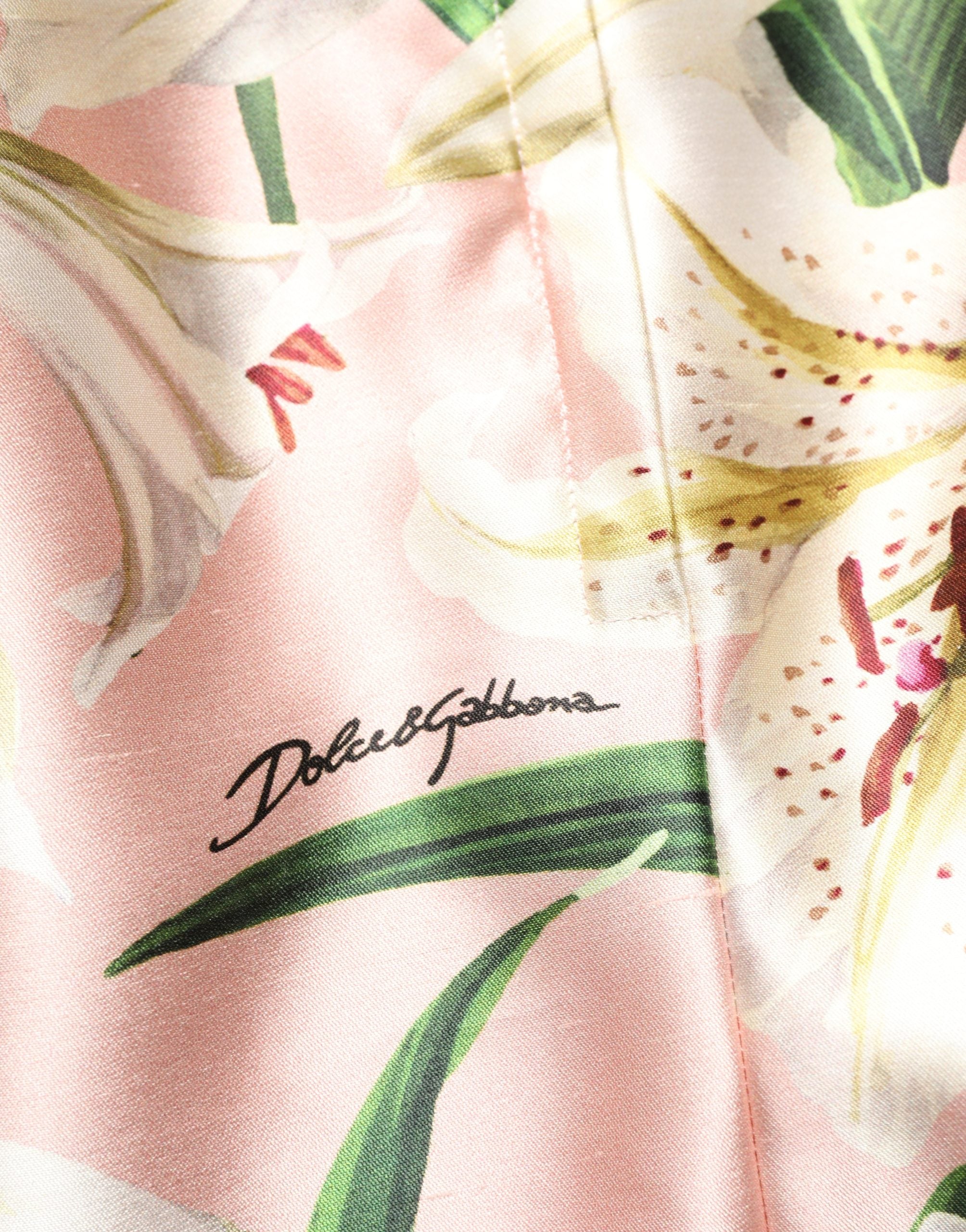 Dolce & Gabbana Pink Lilium High Waist Knee Length Skirt