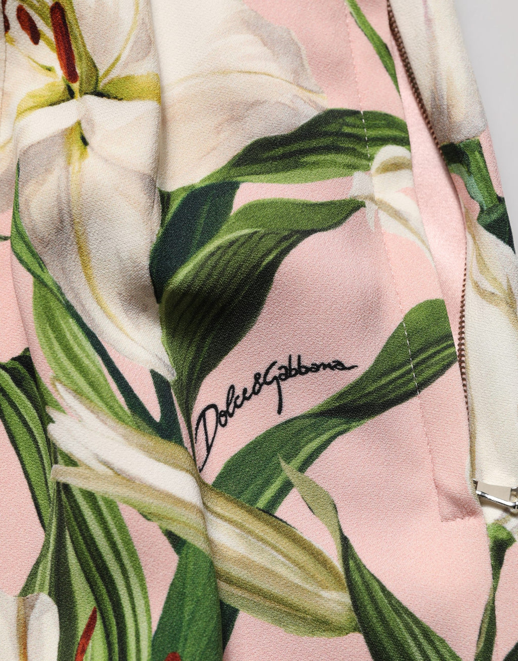 Dolce & Gabbana Bleistiftrock mit hohem Bund und pinkfarbenem Lilien-Print