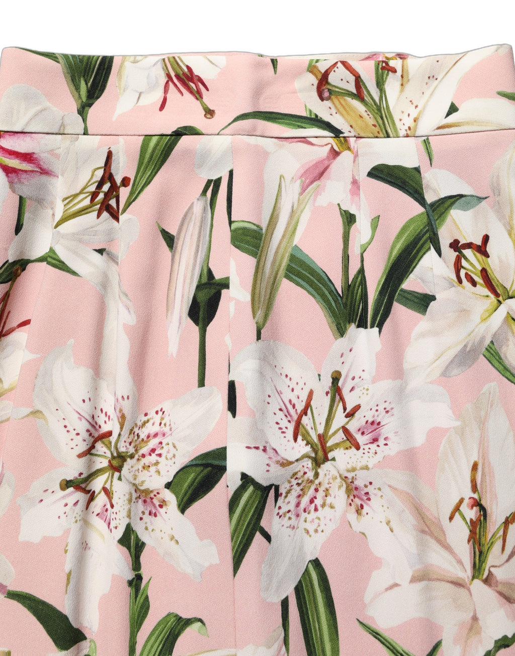 Dolce & Gabbana Bleistiftrock mit hohem Bund und pinkfarbenem Lilien-Print