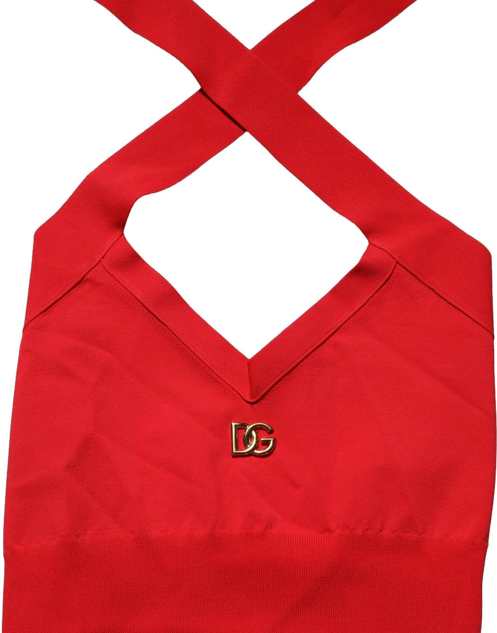 Dolce & Gabbana Rotes ärmelloses Neckholder-Crop-Top aus Viskose