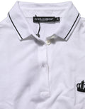 Dolce & Gabbana Kurzarm-Poloshirt aus Baumwolle in Weiß mit Krone