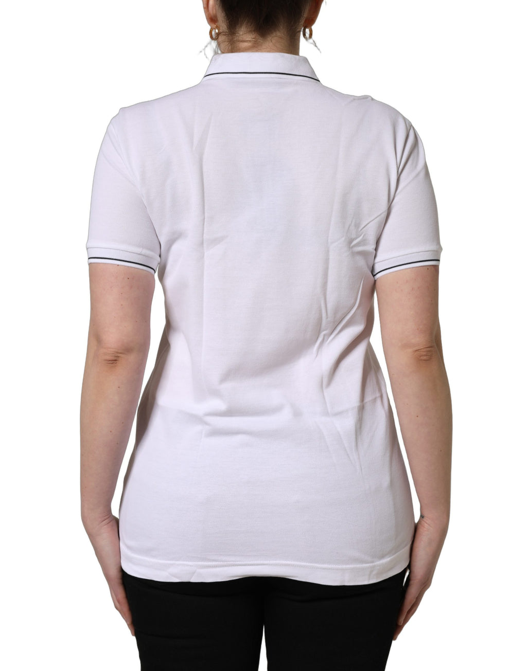 Dolce & Gabbana Kurzarm-Poloshirt aus Baumwolle in Weiß mit Krone