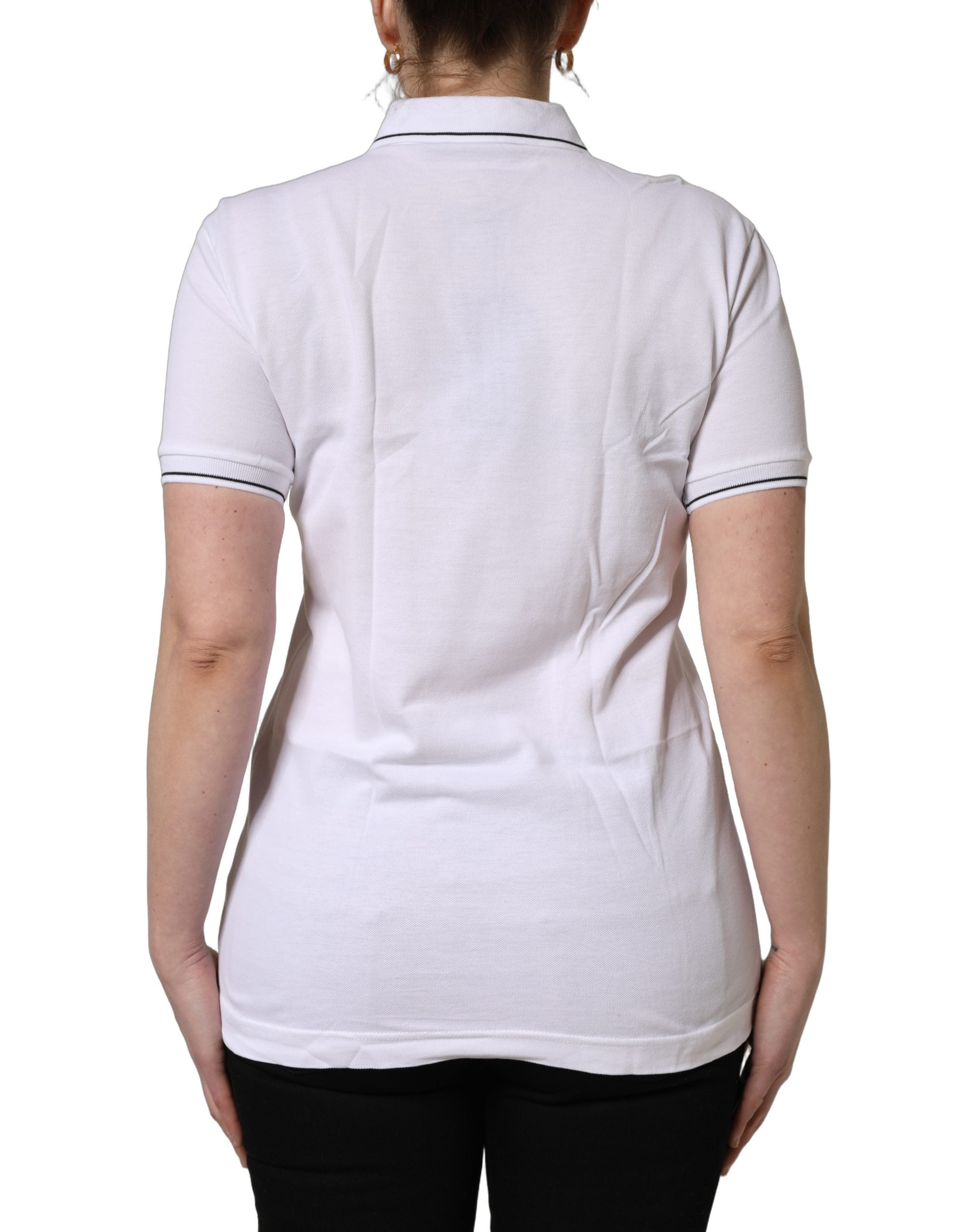 Dolce & Gabbana Kurzarm-Poloshirt aus Baumwolle in Weiß mit Krone