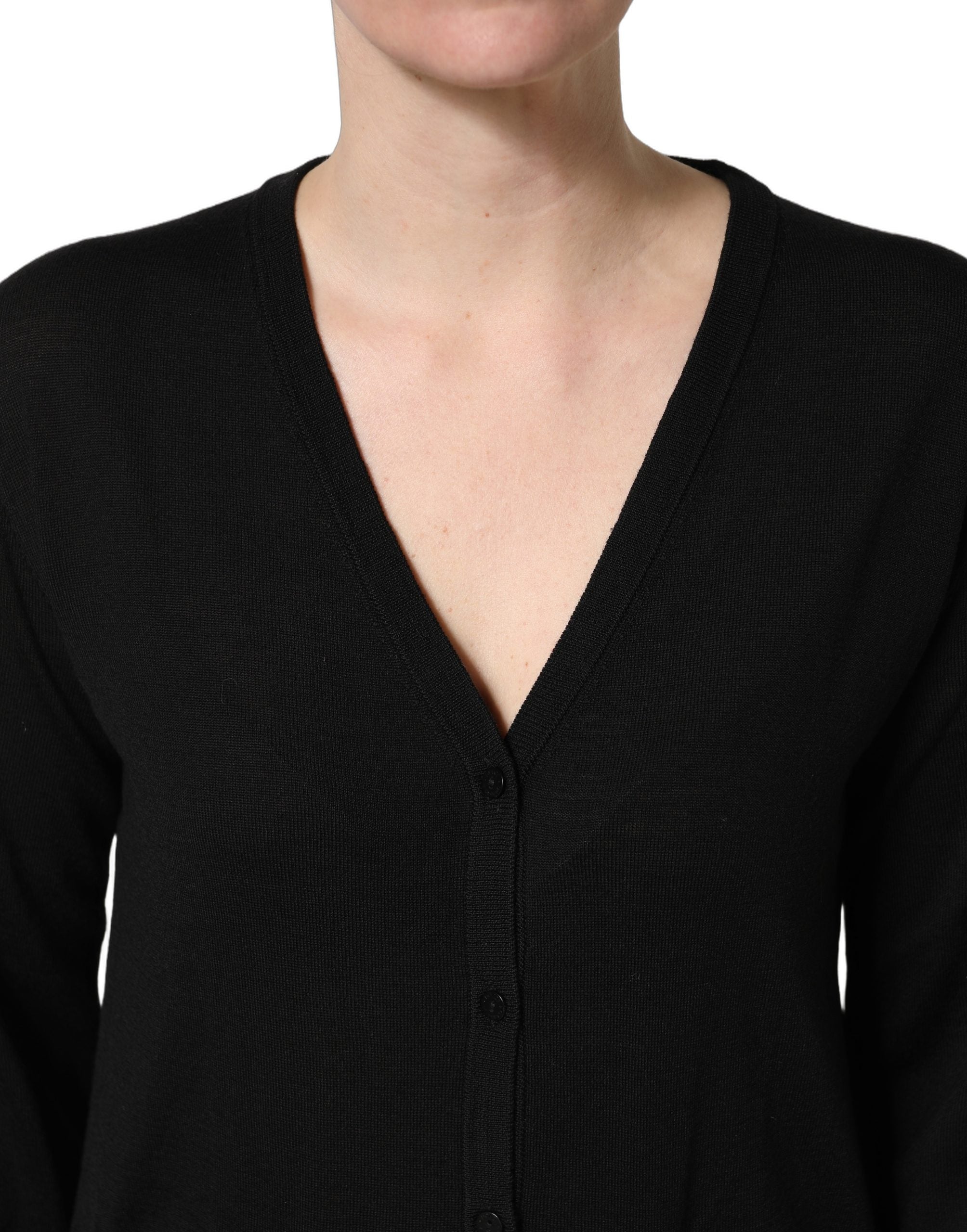 Dolce & Gabbana Schwarzer Wollstrick-Cardigan mit Knöpfen