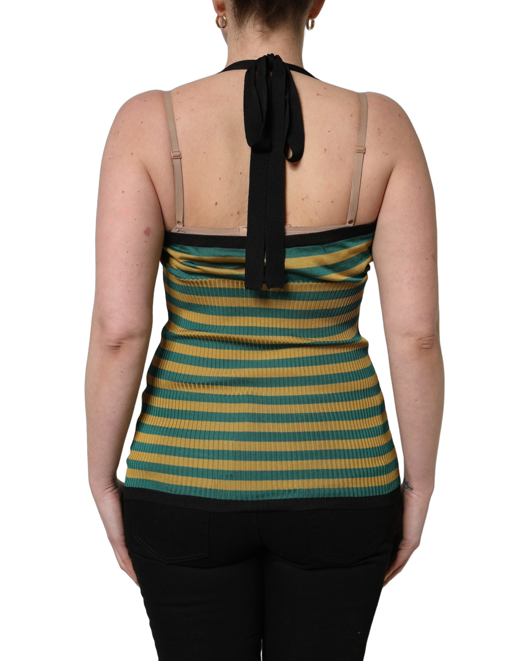 Dolce & Gabbana Mehrfarbig gestreiftes Wollstrick-Neckholder-Top