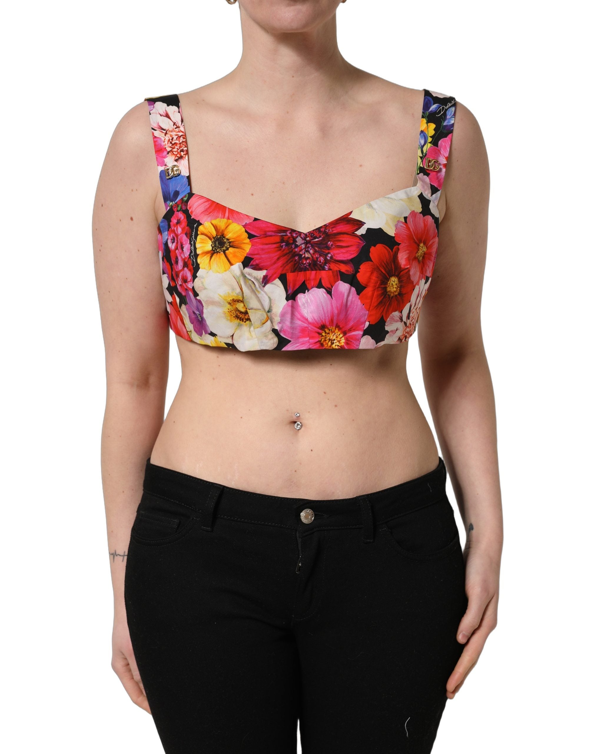 Dolce & Gabbana Bustier-Top mit Blumenprint in Multicolor