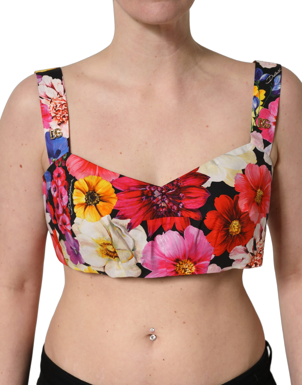 Dolce & Gabbana Bustier-Top mit Blumenprint in Multicolor