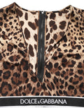 Dolce & Gabbana Braunes Crop-Top aus Seide mit Leopardenmuster