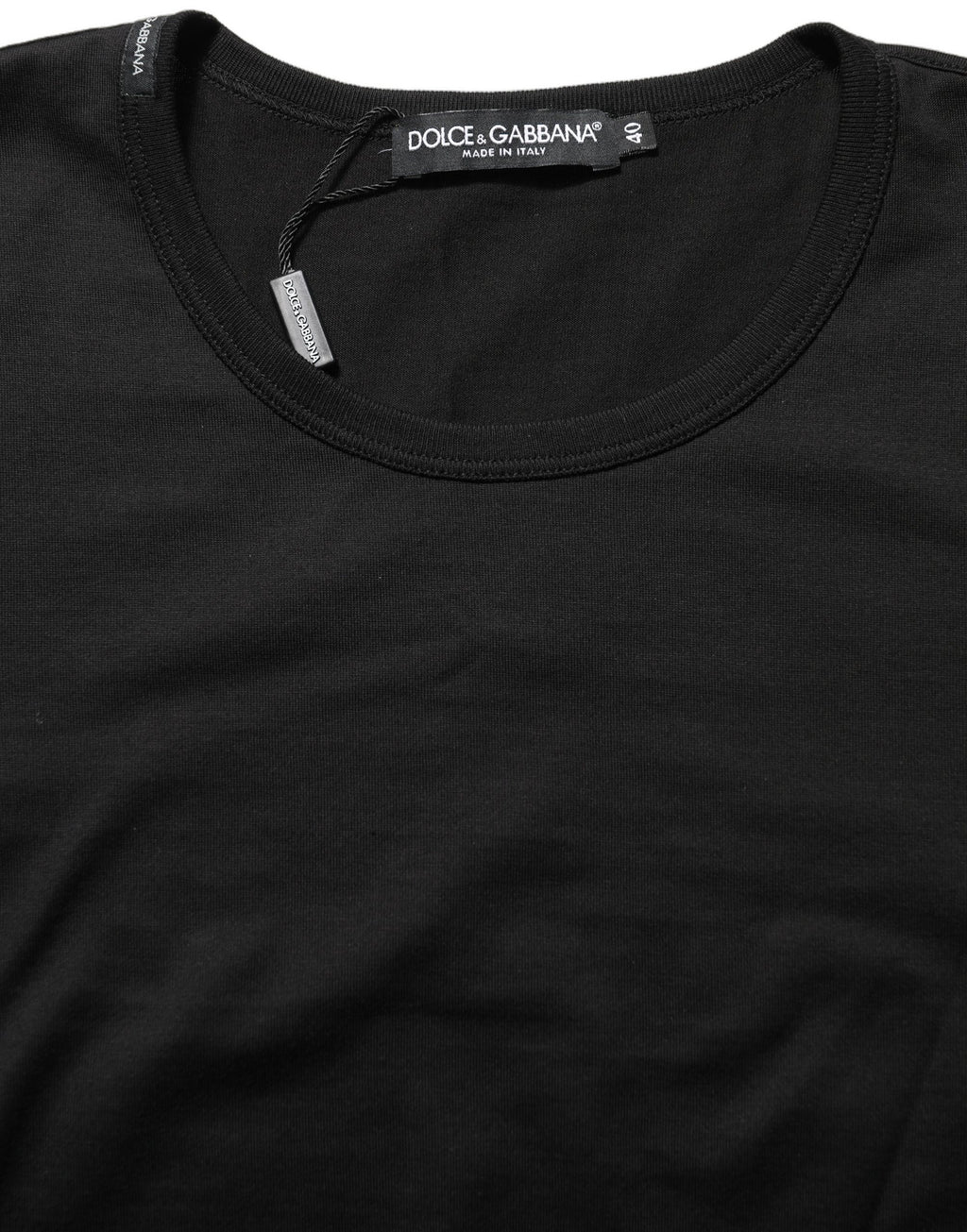 Dolce & Gabbana Schwarzes Baumwoll-T-Shirt mit Rundhalsausschnitt und kurzen Ärmeln