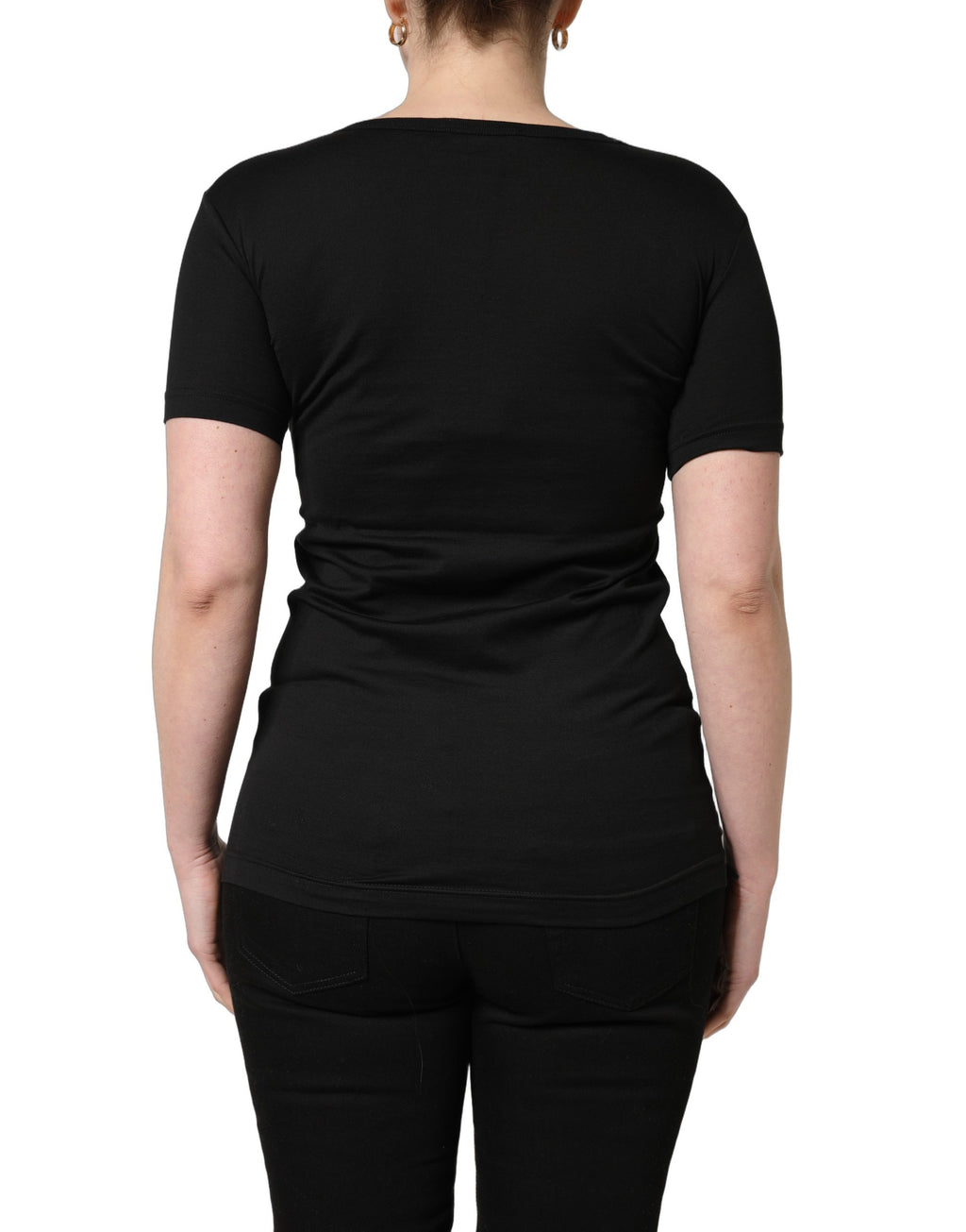 Dolce & Gabbana Schwarzes Baumwoll-T-Shirt mit Rundhalsausschnitt und kurzen Ärmeln