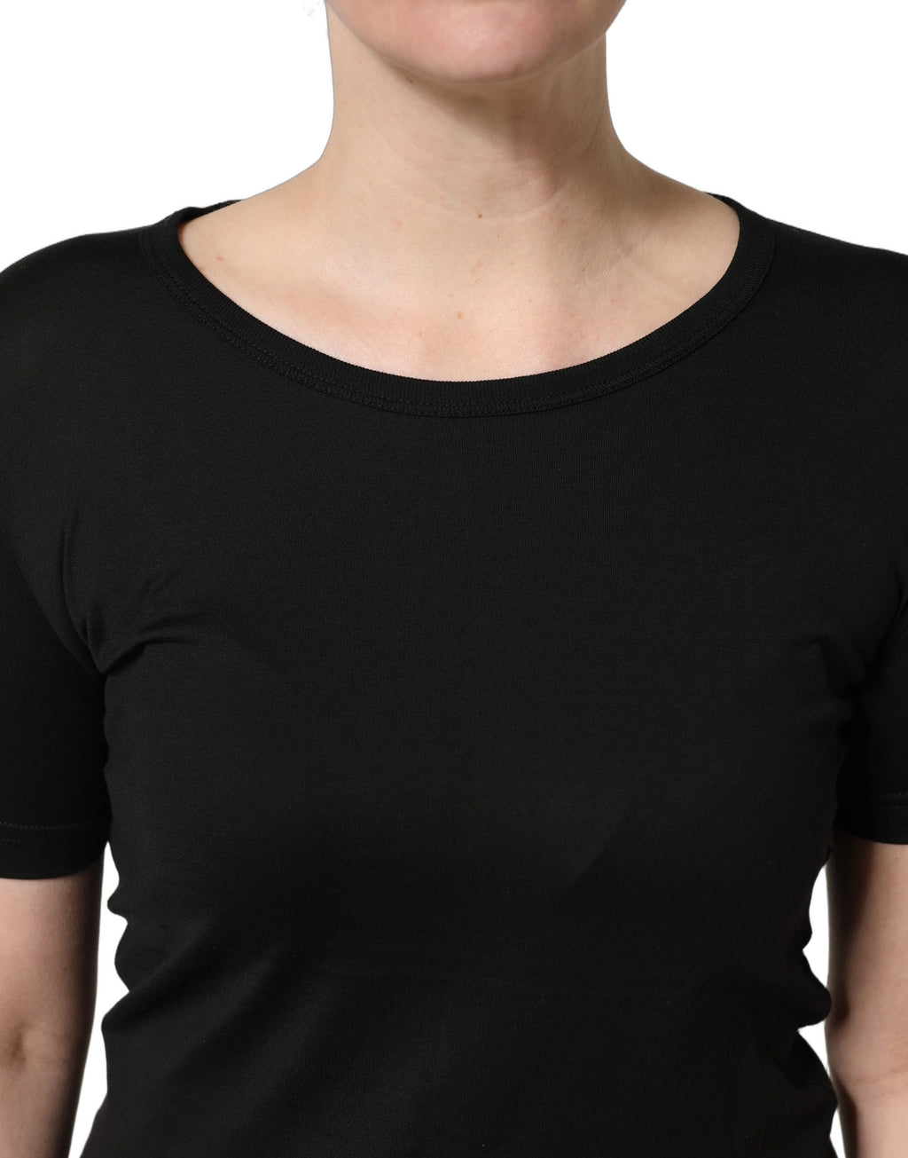 Dolce & Gabbana Schwarzes Baumwoll-T-Shirt mit Rundhalsausschnitt und kurzen Ärmeln