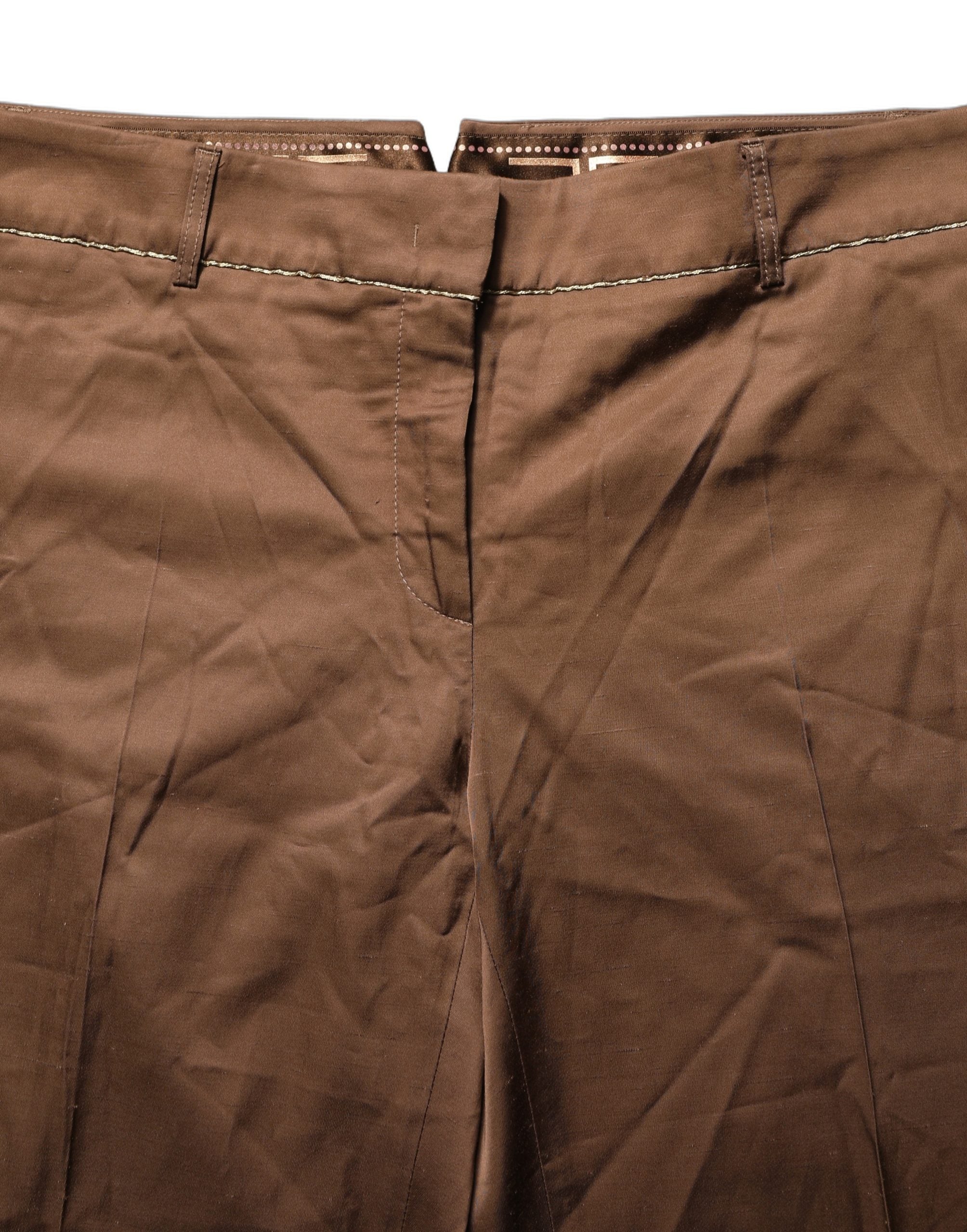 Cavalli Class Braune High-Waist-Hose mit ausgestelltem Bein