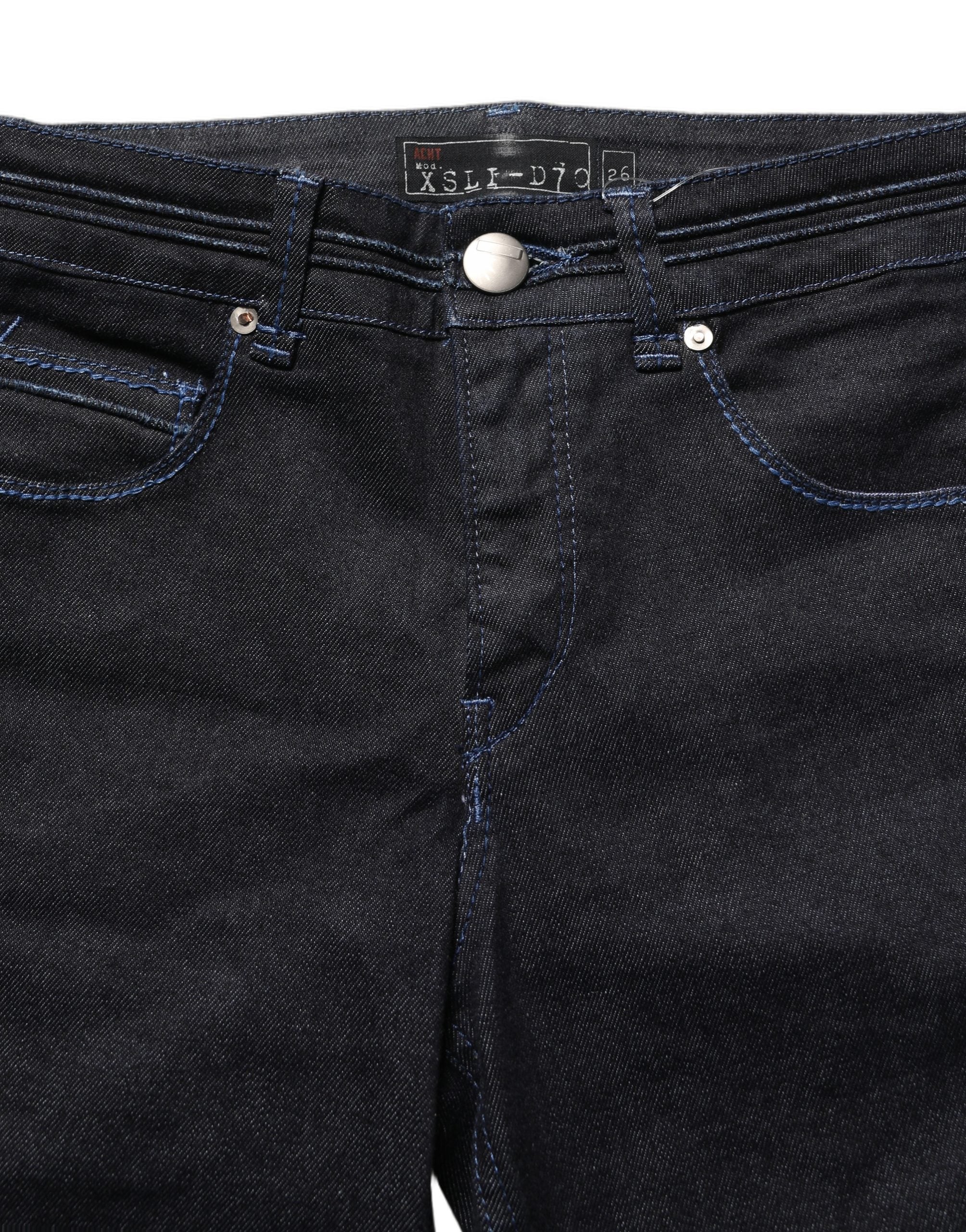 Acht Schwarze High-Waist Skinny Jeans aus Baumwoll-Stretch