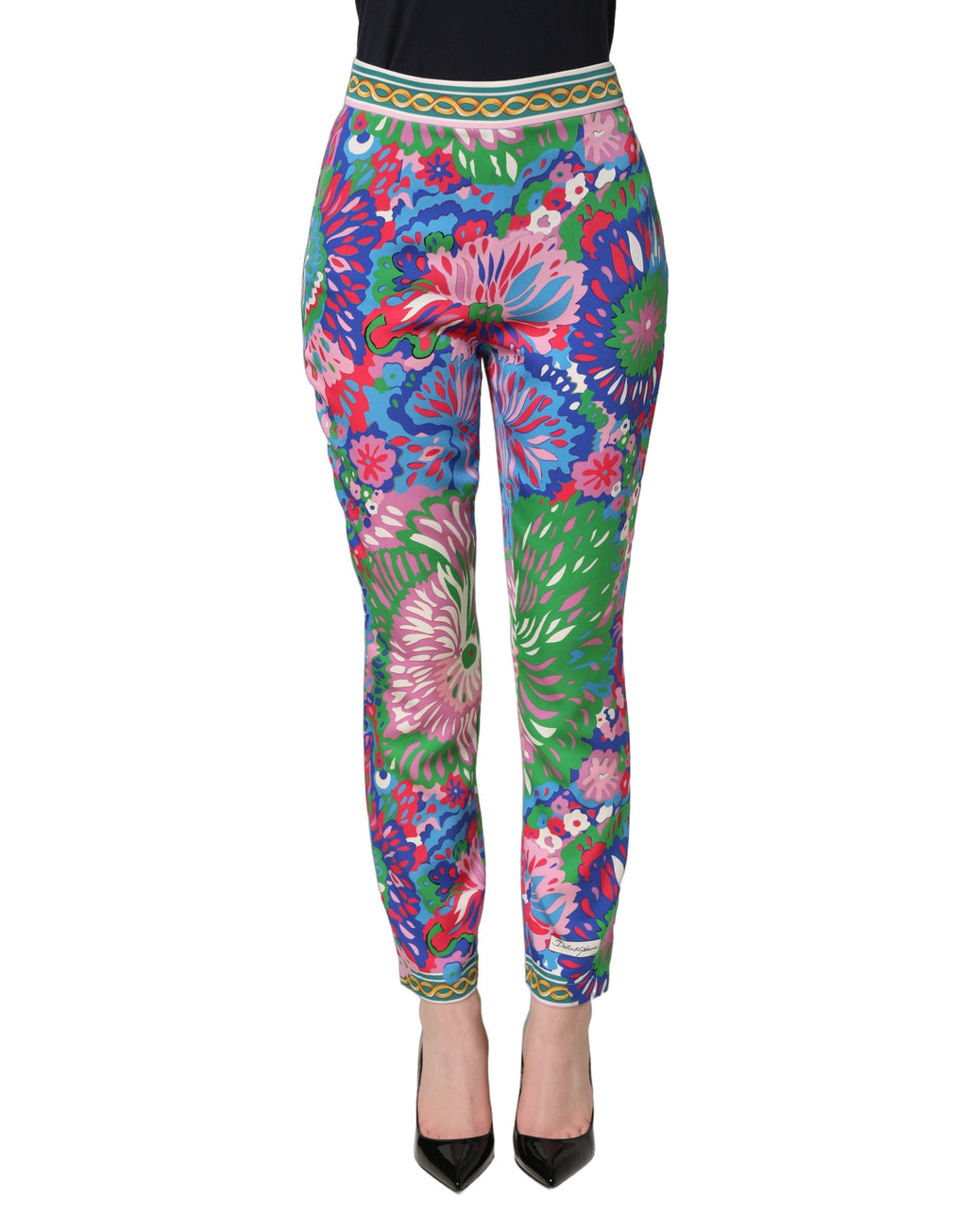 Dolce & Gabbana Leggings aus Stretch-Jersey mit mehrfarbigem Blumenmuster