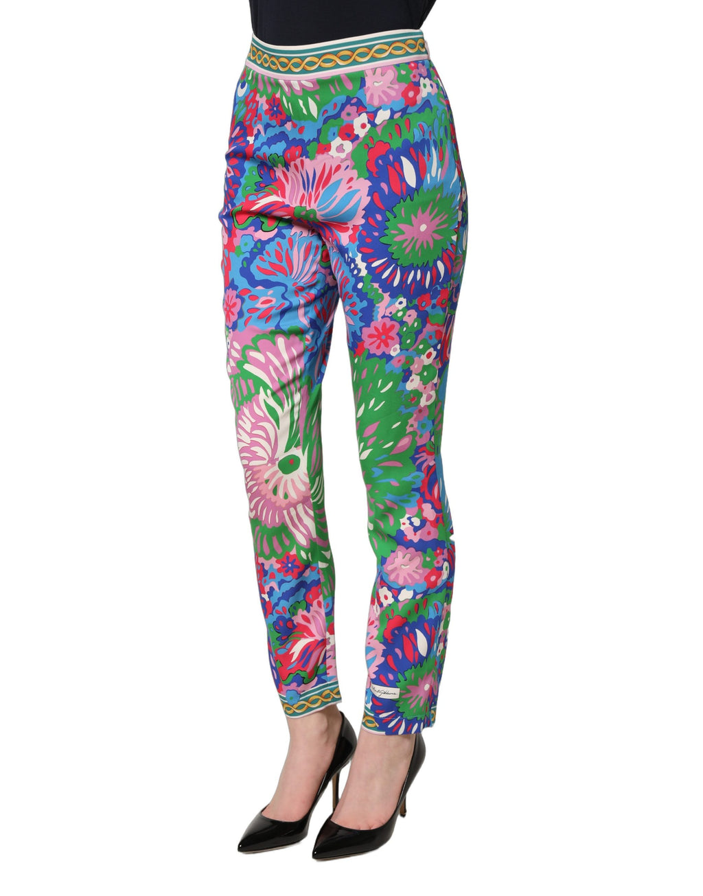 Dolce & Gabbana Leggings aus Stretch-Jersey mit mehrfarbigem Blumenmuster