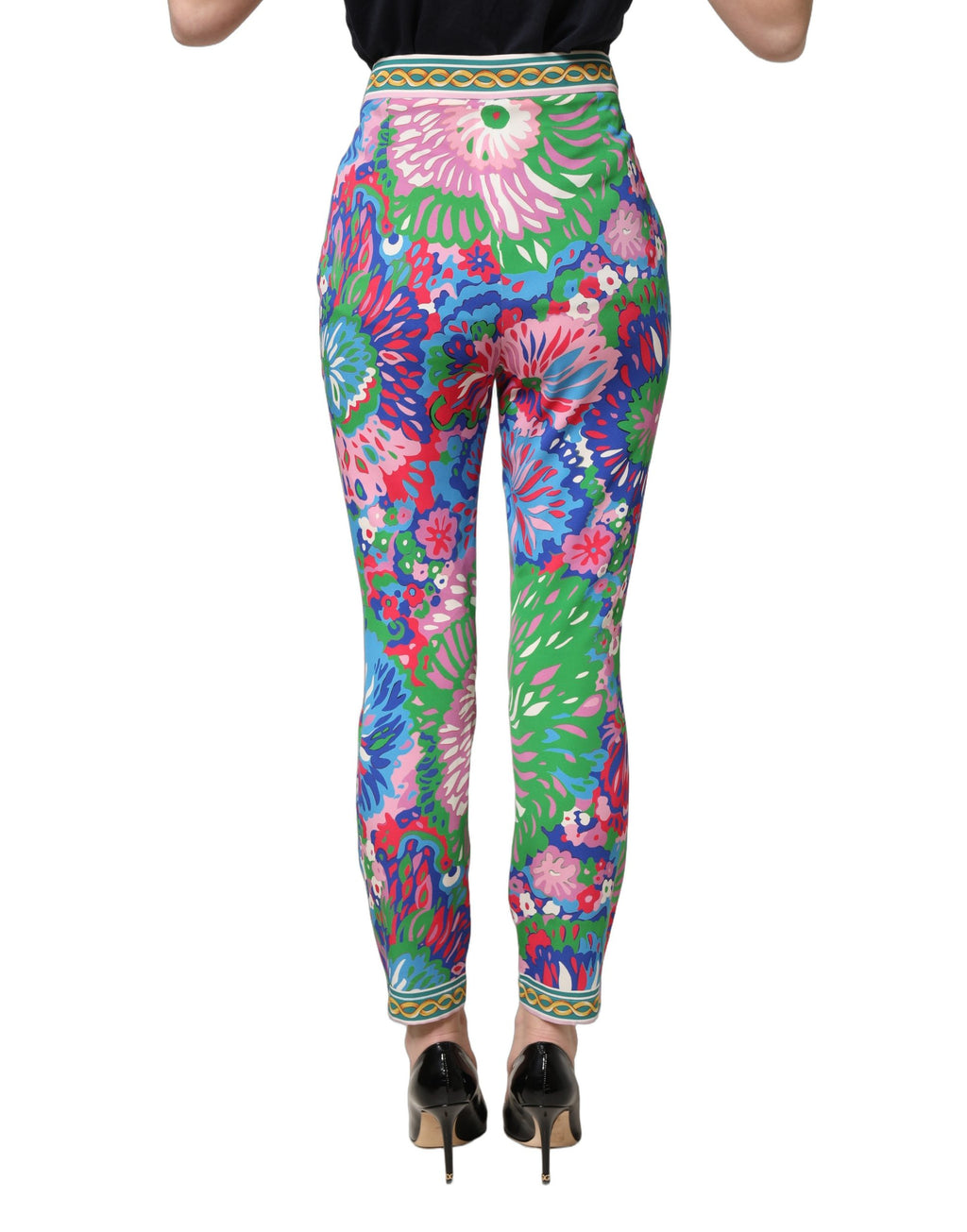 Dolce & Gabbana Leggings aus Stretch-Jersey mit mehrfarbigem Blumenmuster