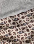 Dolce & Gabbana Graues Baumwoll-T-Shirt mit V-Ausschnitt und Seidenschal-Detail