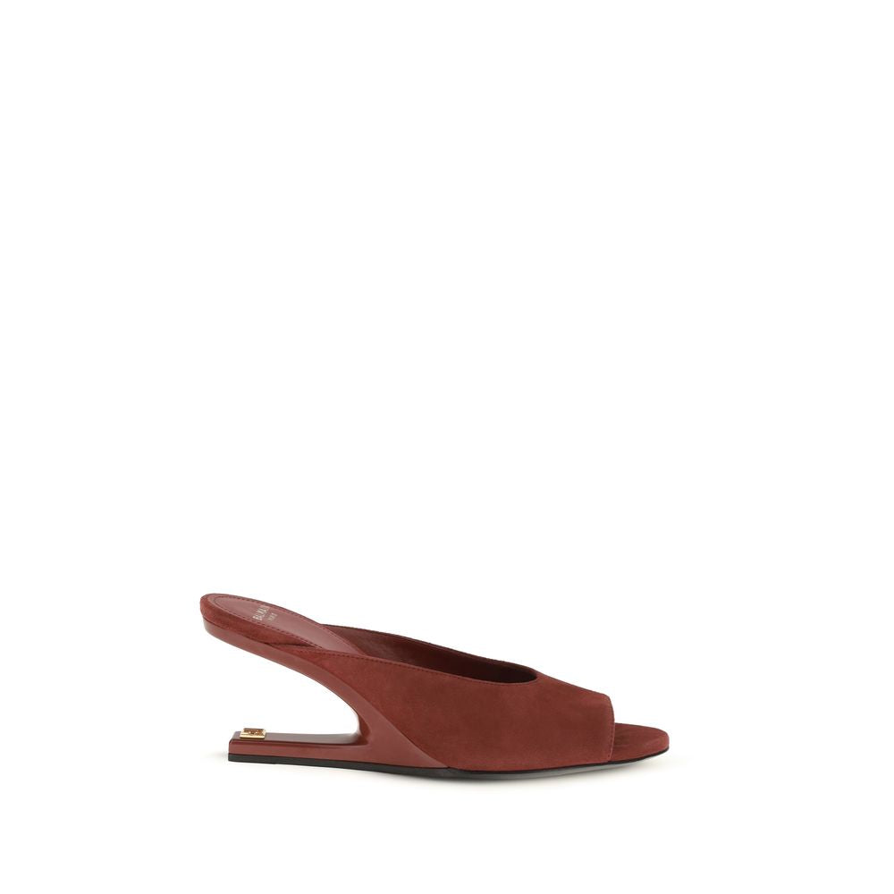 Balmain Mules aus bordeauxfarbenem Ziegenleder