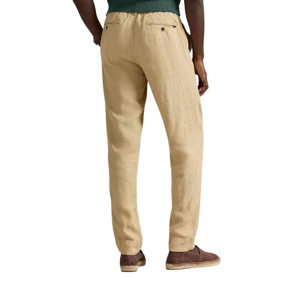 Lyle & Scott Beige Leinen Freizeithose