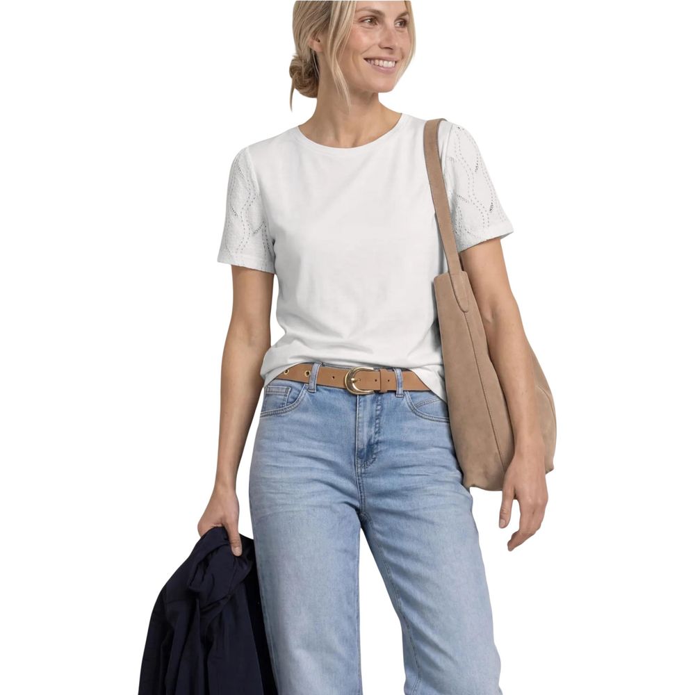 Street One Cremefarbenes Baumwoll-T-Shirt