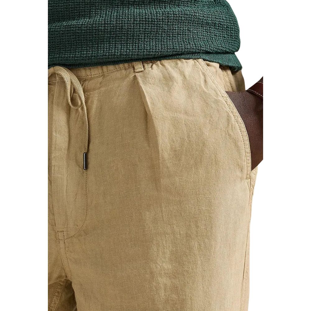 Lyle & Scott Beige Leinen Freizeithose