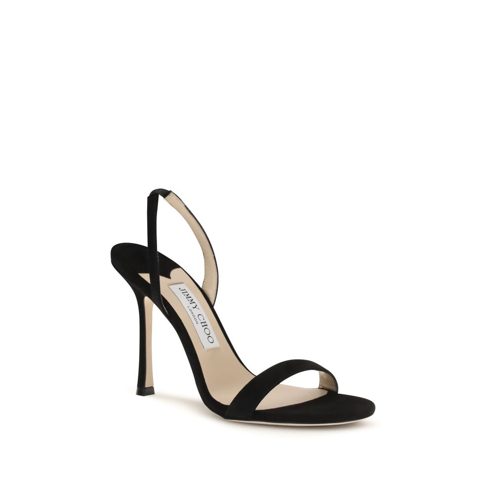 Jimmy Choo Schwarze Bos Taurus Kalbsleder-Sandalen mit Stilettoabsatz