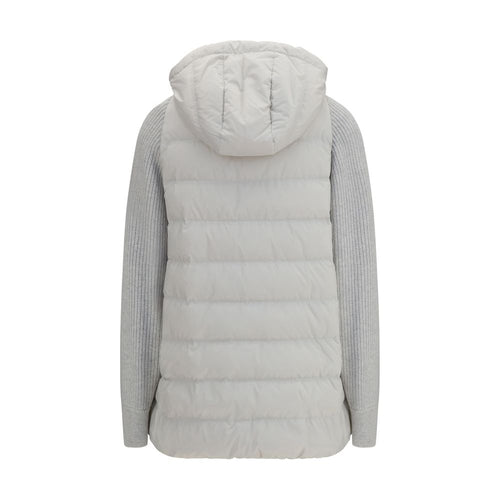 Brunello Cucinelli Graue Polyester-Jacke in voller Länge